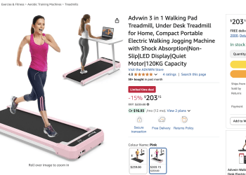 Amazon: Advwin 3 in 1 Walking Pad Treadmill- Was: $239.00, now $203.15